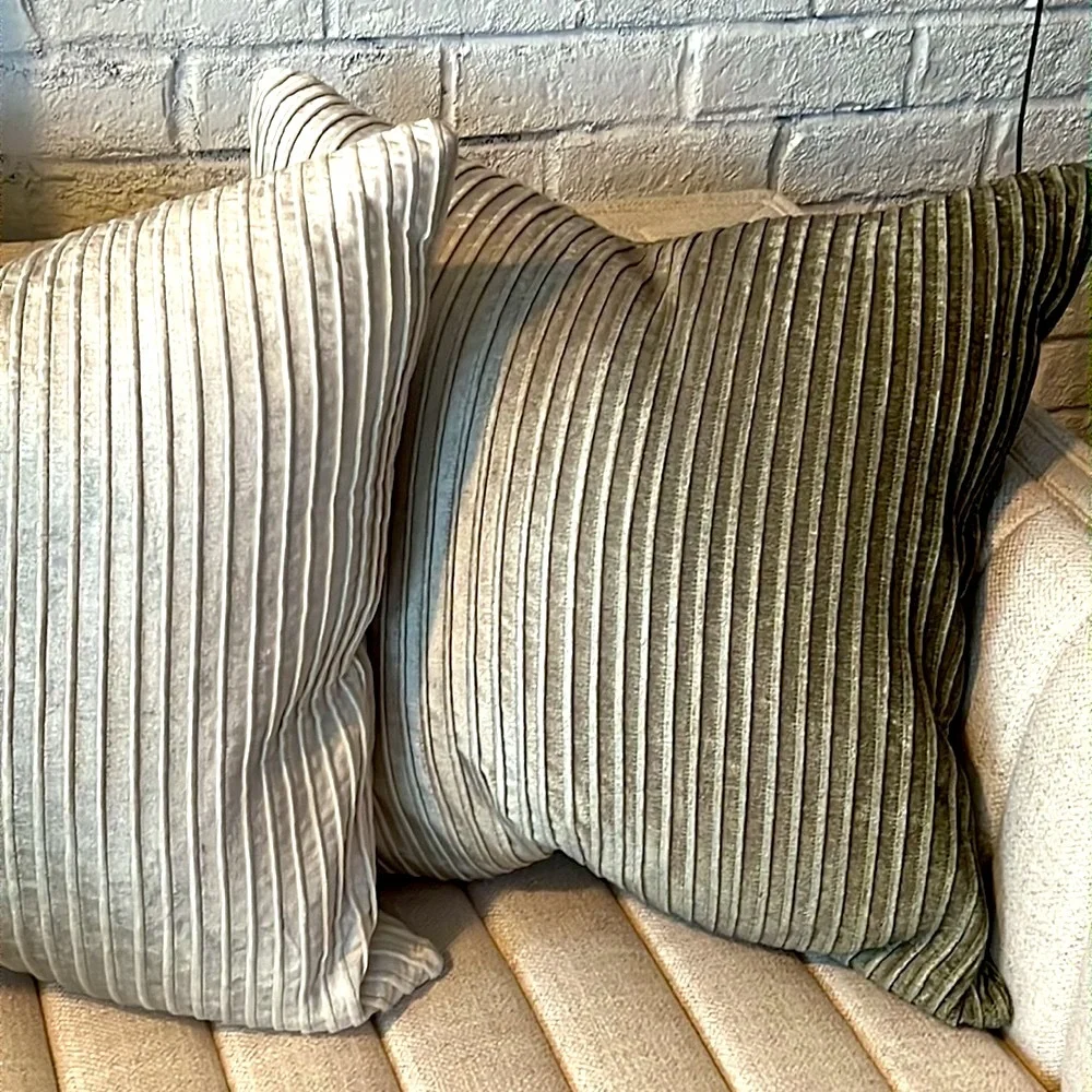 FADE OUT VELVET PILLOW BLACK LABEL BY UTTERMOST light sage to white ombre